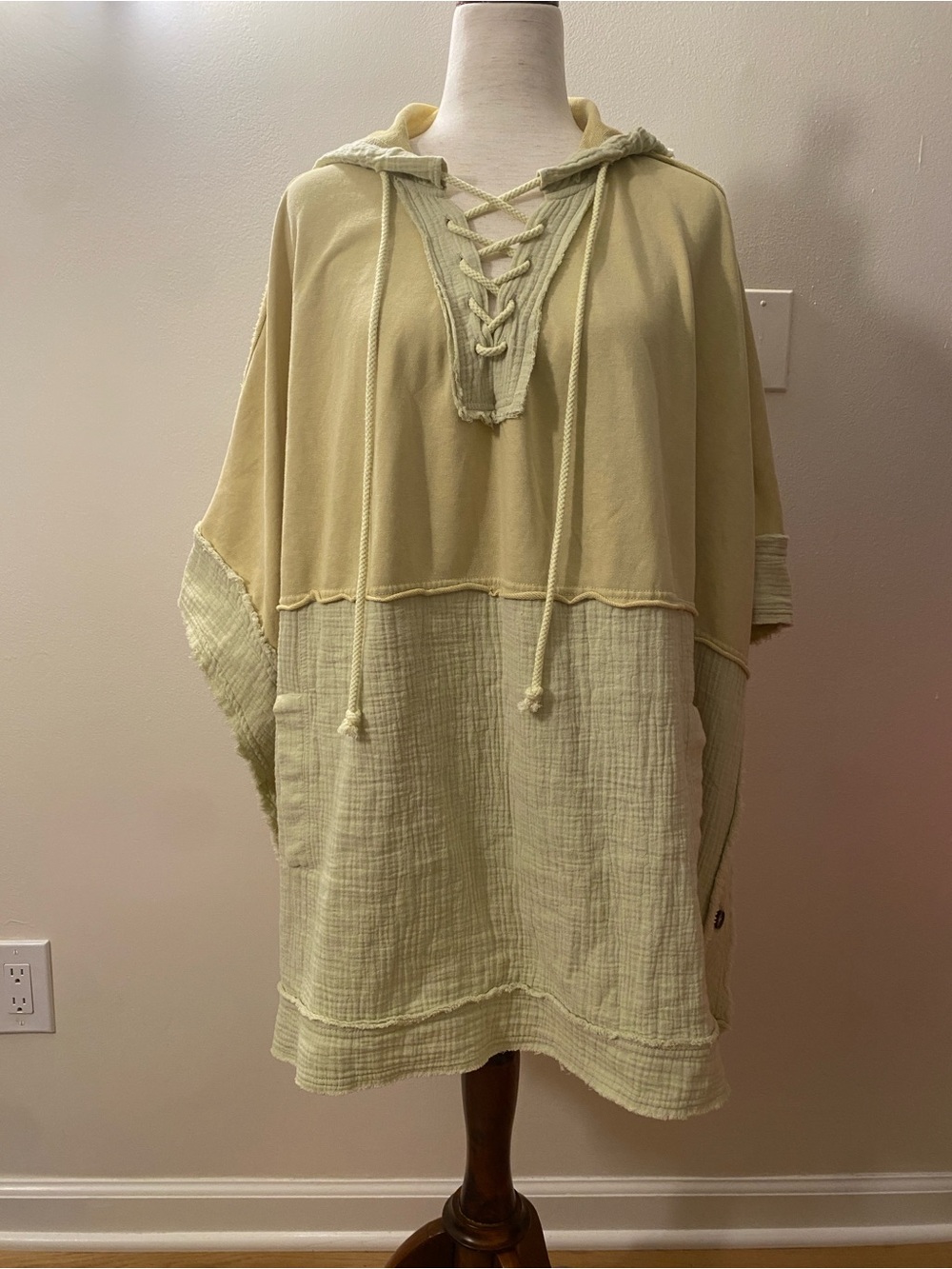 Oli & Hali Yellow/Green Hooded Lace-Up Tunic